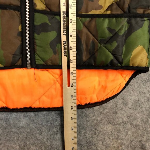 Hunting Vest M/L Boys Camo Quilted Insulated Pockets Reversible Safety Orange - Picture 10 of 11